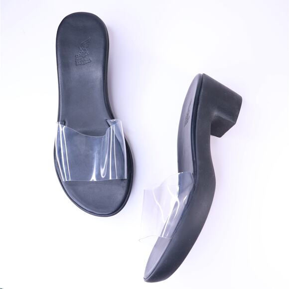 ANCIENT GREEK SANDALS Wide Clear Strap Platform Heeled Sandal Black Women's 40 - Picture 1 of 7